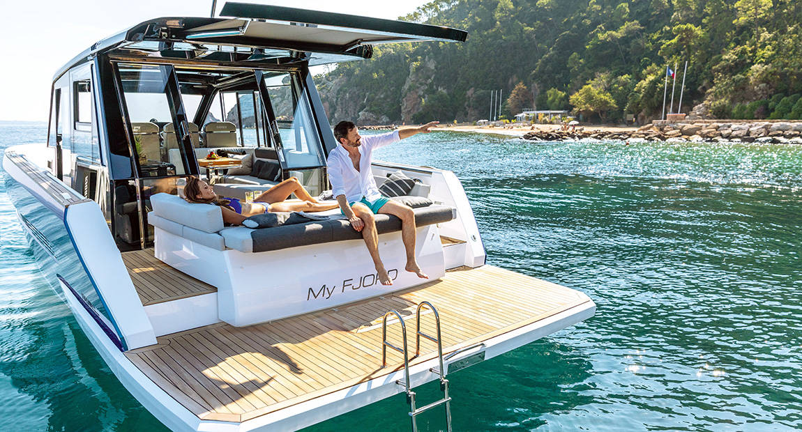 Designed for maximum pleasure with two seating areas and easy water access.
